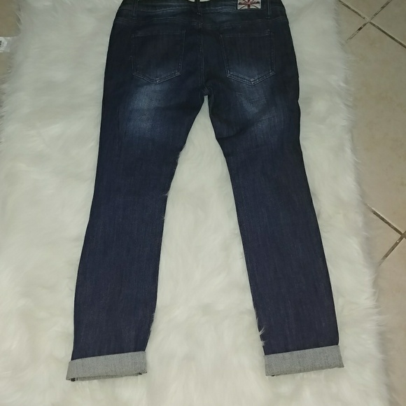 Machine Pour Neuf Mode Ripped Crop Jeans - Picture 3 of 3
